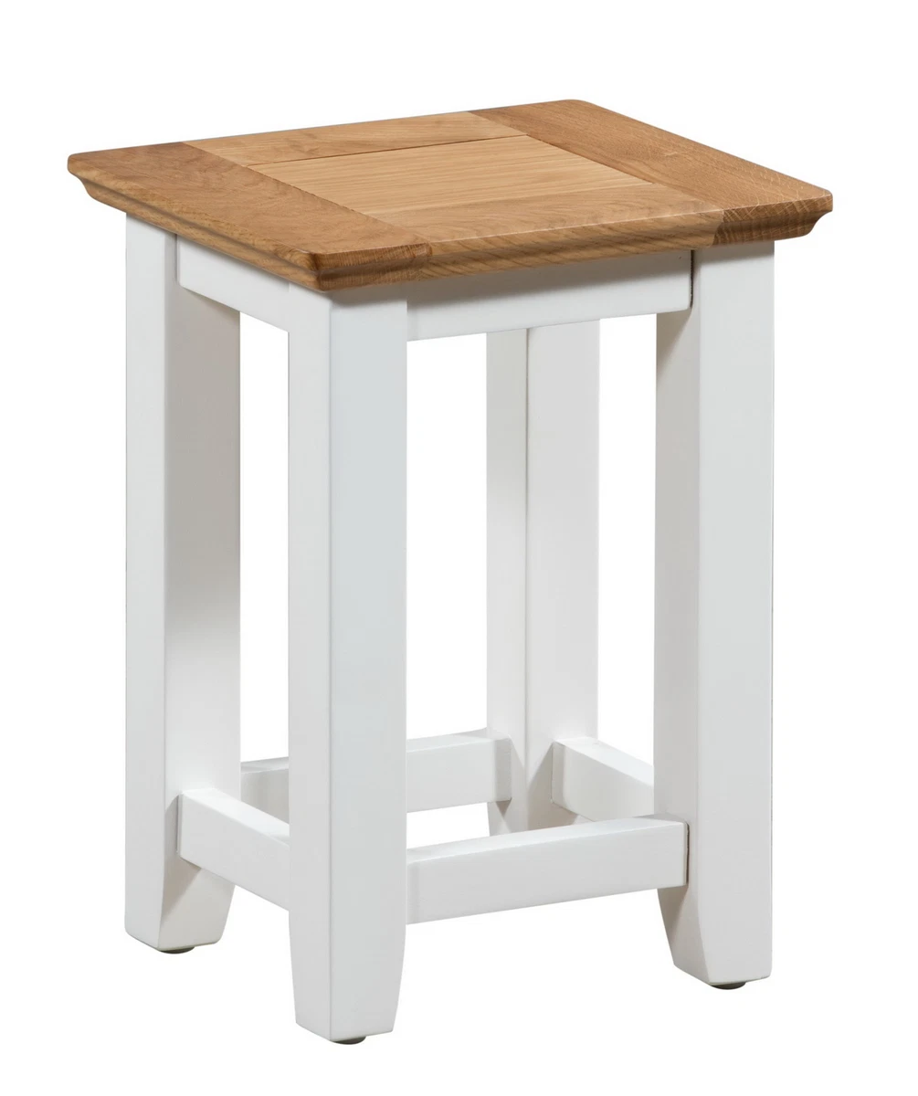 Small Off White Painted Oak Side Table Wooden Compact Coffee Lamp End Stand