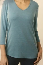 Seg'ments Women's V-neck Shirt 3/4 Sleeve Basic/Essential Tencel small