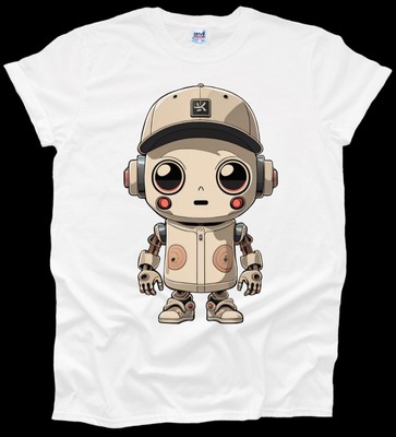 Niedliches Roboter Film Cartoon AI T-Shirt hochwertig Junge Mädchen MESSAGE ME THE GRÖSSE
