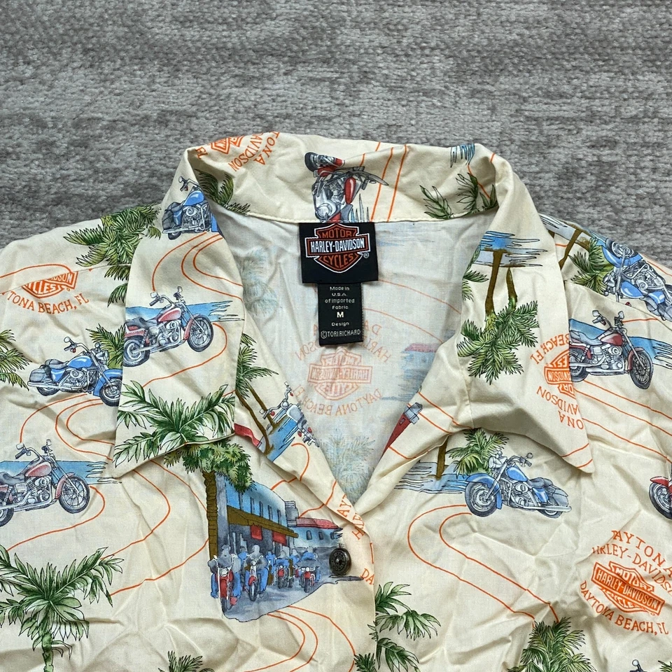 Harley Davidson Tori Richard гавайская рубашка на пуговицах женщины средний бежевый женщин - Изображение 3 из 4