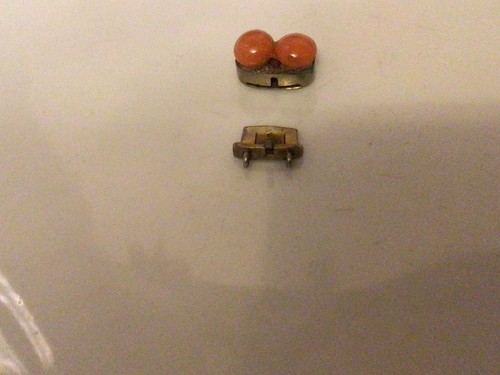 Antike Biedermeier Collier-Verschluss 2 Lachskorallen - Bild 6 von 7