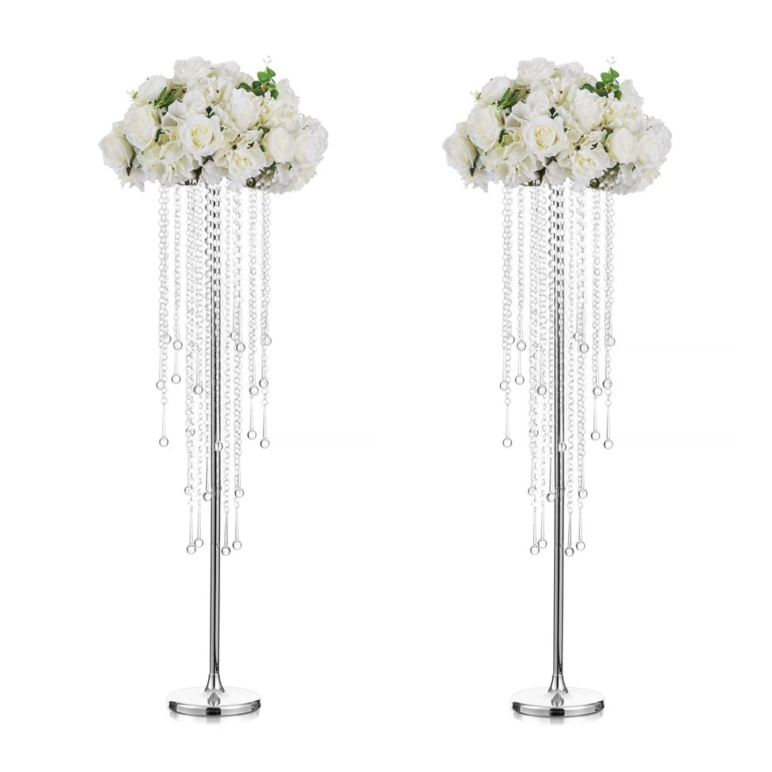 Tall Vases Wedding Centerpieces for Tables - 39.4" Silver Flower Vase with Ch...