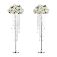 Tall Vases Wedding Centerpieces for Tables - 39.4" Silver Flower Vase with Ch...