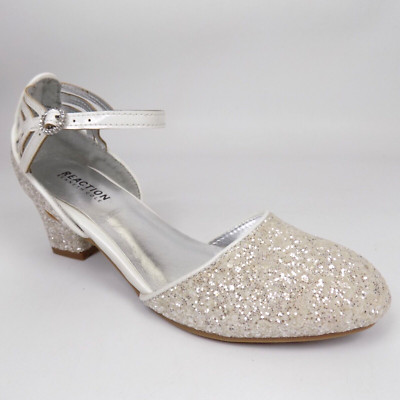 NEW! Reaction Kenneth Cole Sarah Shine Youth Girls Mary Jane Shoe Size 3.0 White
