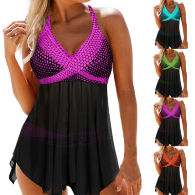 Übergröße Damen Bikini Tankini Set Badeanzug Bademode Sommer Strand Schwimmanzug