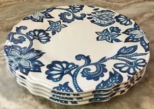Cobalt Blue Abstract Dinner Plates. Set Of 4. Rustico, Durable Melamine. New.
