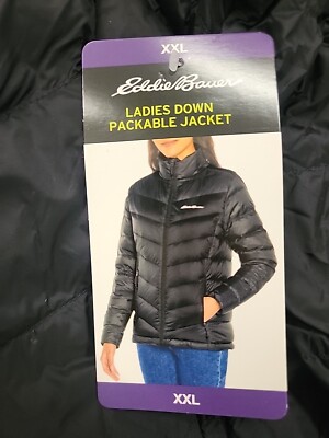 Eddie Bauer Down Packable Jacket Storm Repel Zip Pockets Women's