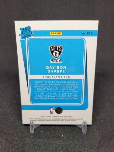 Day'Ron Sharpe 2021-22 Panini Donruss Optic Basketball Rated Rookie RC No. 165 - Picture 2 of 2