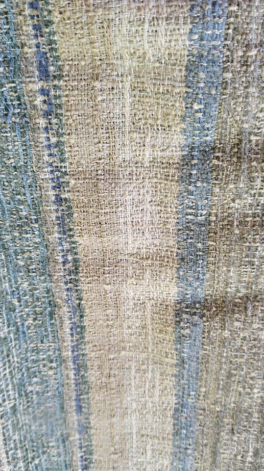 Blue/Cream/Taupe Chenille Stripe High-End Latex Back Railroaded BTY Soft Colors - Image 4 of 4