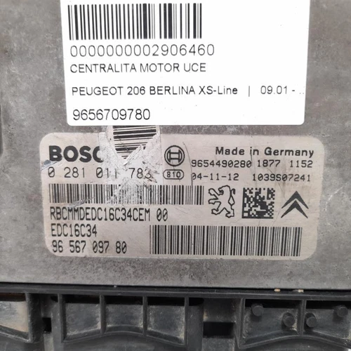 9656709780 Centralina Motore per PEUGEOT 206 XS-Line 2004 2906460 - Foto 4 di 10