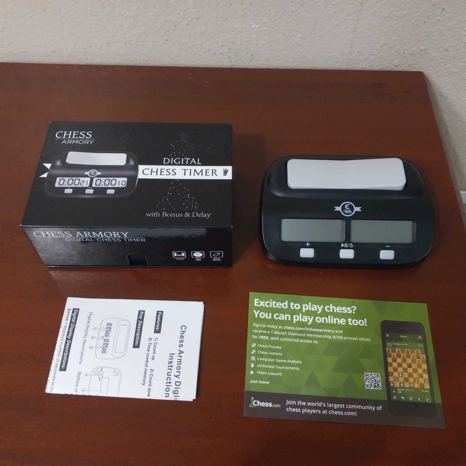 Chess Armory Digital Chess Clock Portable Timer with Tournament