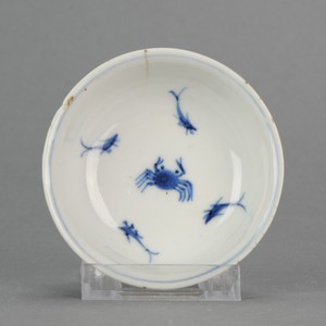 Antique Chinese 16/17th Porcelain Ming China Bowls Crab and Fish