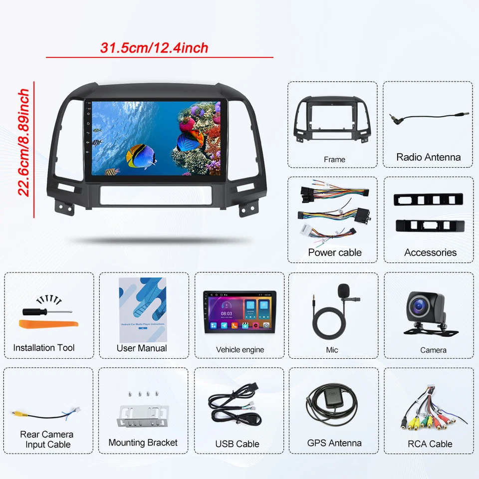 2+32GB Carplay Android 15 Autoradio GPS SAT Navi BT Für Hyundai Santa Fe II 2 CM - Bild 2 von 4