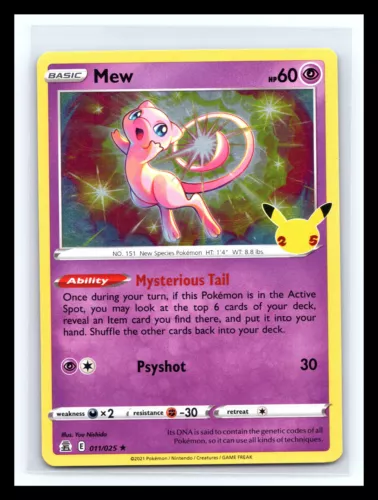 💥 Mew # 011/025 Holo Rare 2021 Pokemon Card Celebrations 25th Anniversary