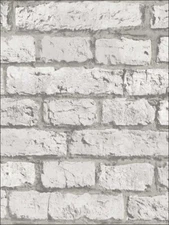 White Brick with Grey and Beige Grout Unpasted Wallpaper IR50800