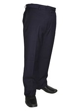 Mens Navy Poly Rayon Dress Pants ZRA Slacks Flat Front Trousers Sizes 28 to 52