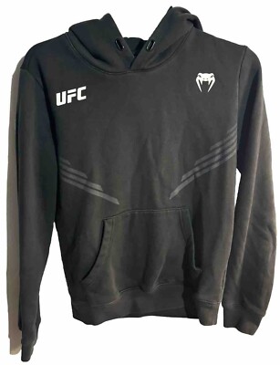 UFC Venum Mens Sz L Black Hoodie Sweatshirt MMA Fight Night