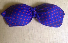 NWT J. Crew DOTTY UNDERWIRE BOW BIKINI TOP b8059 58 38C 2015 BLUE RED BBR SWIM