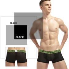 Stretch Men's Lightweight Panties Ice Silk Mesh Breathable U Convex Bag Shorts