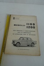 Manuale Fiat 1100 1200 cabriolet dati principali montaggio e revisione 1960 .