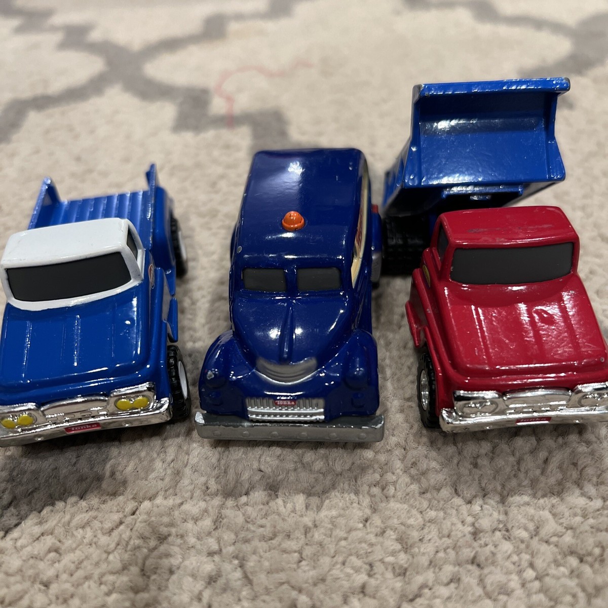 3 Tonka Trucks Hasbro TOY 2012 Blue Pick Up & Red Dump And Blue