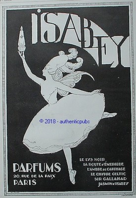 ADVERTISEMENT ISABEY PERFUME LILY NOIR ROAD D'EMERAUDE DANSEUSE 1924 FRENCH AD PUB