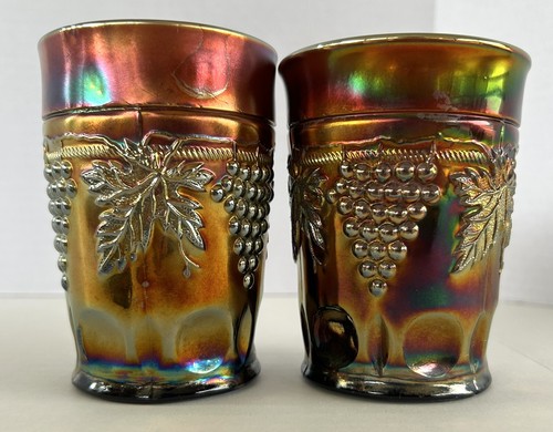 Northwood Amethyst Carnival Glass Grape And Cable Pitcher Tumblers Set 7 Pieces - Picture 19 of 24
