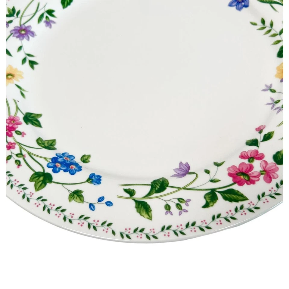 Farberware Platter English Garden 12" Chop Plate Floral Rim White 225A Vintage - Image 3 of 4