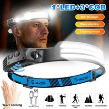 Sensor Motion Work Light Bar LED Headlamp COB Head Lamp USB Type-C Charging