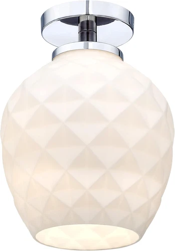 Polished Nickel 9-Inch DITA 1-Light Semi-Flush Ceiling Light Fixture - Picture 1 of 8