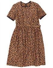 VINTAGE Womens A-Line Dress UK 12 Medium Brown Spotted DQ12