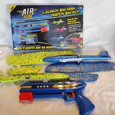 Air Hero Airplane Launcher Set With Launcher & LED Planes Not Complete 