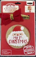 Christmas Milestone Headband and Milestone Belly Sticker Set My First Christmas