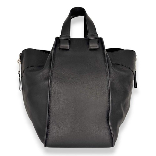 LOEWE Hammock Medium Anagram Embossed Leather Shoulder Bag Black Silver Hardware