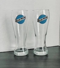 Blue Moon Beer 20oz / 8in Tall Pilsner Glasses Set of 2