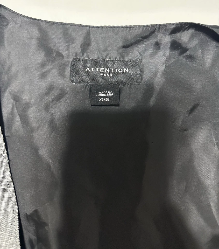 Attention Men’s XL Gray Vest Formal Dress Wedding Suit Classic Waistcoat EUC - Image 3 of 4