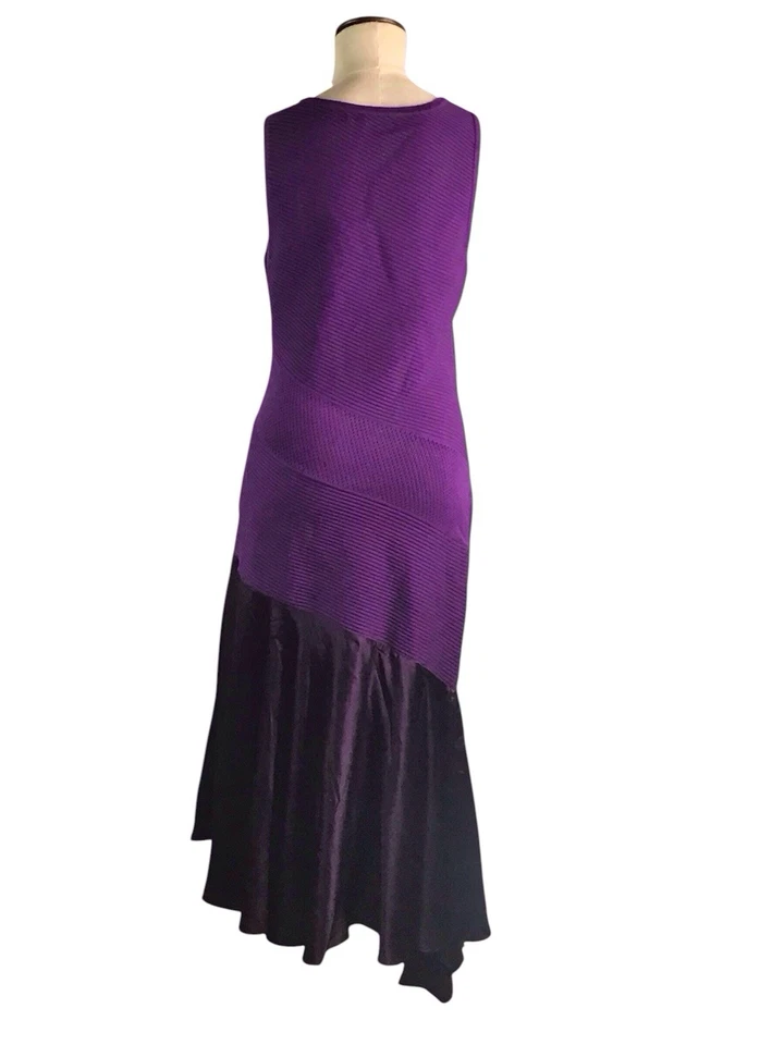 Vestido asimétrico Prabal Gurung púrpura tejido pasarela y seda, talla 10, usado en excelente estado Foto 4 de 4