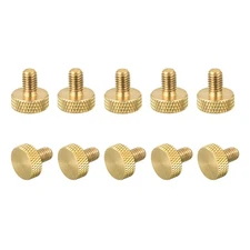 10Pcs Brass Knurled Thumb Screws, M5x8mm Flat Grip Bolt Knobs Fasteners