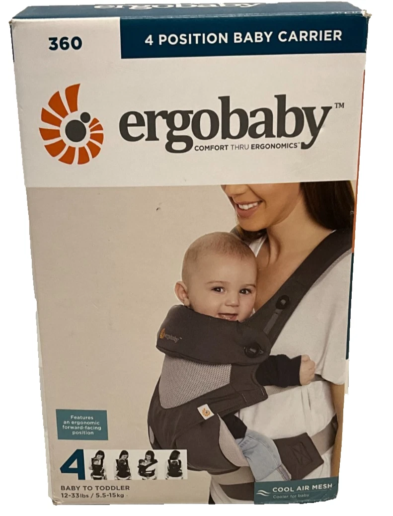 Ergobaby 360 Baby Toddler Carrier 4 Position Cool Air Mesh Gray