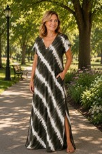 Est. 1946 Long Green-And-White Tie-Dye Print Dress Medium