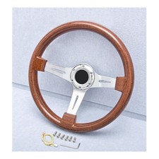 14" Classic Wood Grain Steering Wheel Riveted Light Wood Grip, 14in-silver