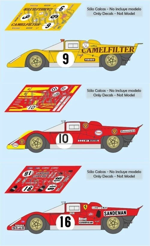 STICKERS LE MANS Décal Ferrari 512 M Le Mans 1971 9 10 16 1:32 1:43 1:24 1:18 slot decals