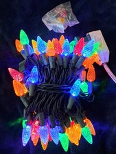 At Home 70 Ct LED C6 Christmas Lights Multicolor Indoor Outdoor Green Wire 25.3