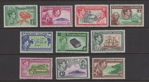 1940-51 Pitcairn Islands Sc# 1-10 M-NH  Cat $84.75