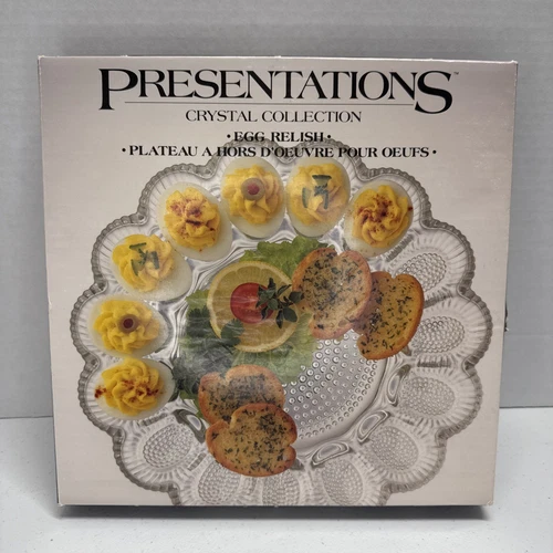 VTG  Indiana Glass Crystal Hobnail Deviled Egg Dish Serving Plate Tray 11”