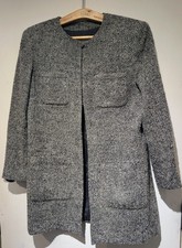 Vintage Liz Claiborne Black White Wool Tweed Jacket Sz 10 Office Classic Retro