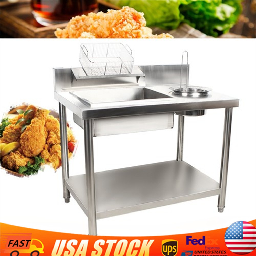 Commercial Breading Table Fried Food Prep Fry Chicken Work Table Breader Station