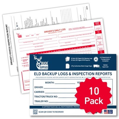 10 Pack ELD Backup Driver Log Books for Truck Drivers with Detailed Driver Ve...