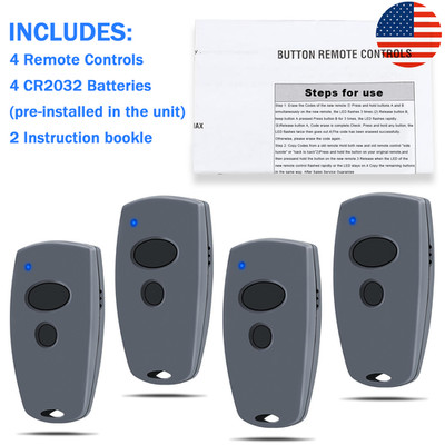 4Pcs Garage door remotes for Marantec D302/D304-433, D384/D321/D323-433, 433MHz