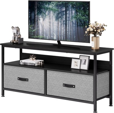 39'' TV Stand for TV up to 50'', Entertainment Center with 2 Fabric Drawer